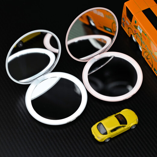 Makeup mirror portable compact mirror with light LED make-up mirror student dormitory handheld luminous folding mirror naked Ouziya portable LED beauty mirror battery model white