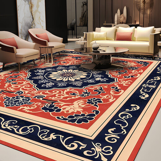Junyuexi Tibetan carpet living room ethnic style Tibetan coffee table carpet Chinese style villa carpet large area full bedroom floor mat Tibetan carpet-02 300cm*500cm (crystal velvet)