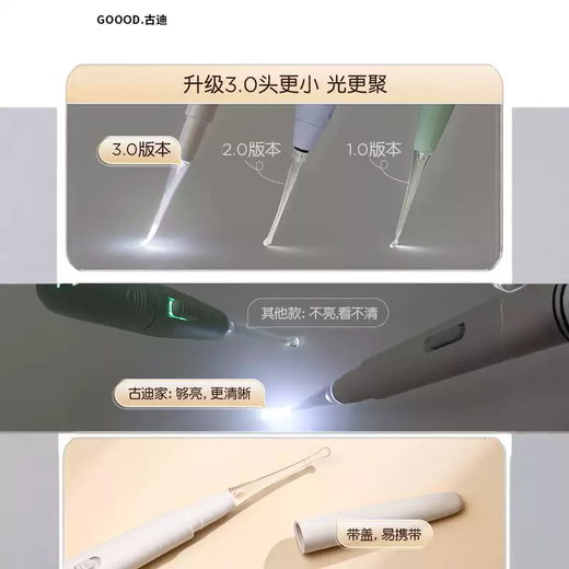 Yusenyi Children's Digu Ear and Nose Artifact Clip Luminous Ear Spoon Baby Digging with Light Baby Visible Ear Tweezers Special Poop Safety 25 Models with Covers Light Purple Three-piece Set Dual Light Sources Wireless Charging