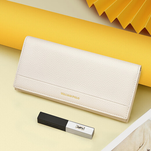 WILLIAMPOLO Emperor Paul Leather Women's Wallet Women's 2025 New Long Wallet Large Capacity Cash Sense Card Bag Beige
