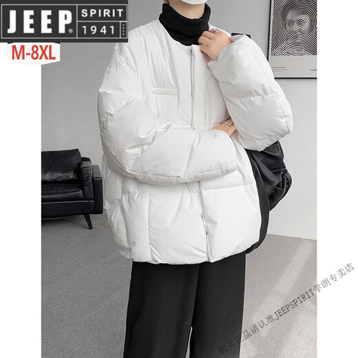 JEEP SPIRIT8XL Extra Large Size 90 White Duck Down Down Jacket Men's Winter Korean Style Fat Loose Collarless Thickened Jacket New Product White 6XL 220-240Jin Jin is equal to 0.5 kg