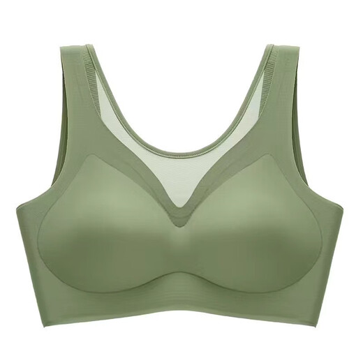 Ultra-thin ice silk seamless underwear for women without rims, gathering side breasts, anti-sagging, sports back bra, large size bra, skin color, high-end sense, L suitable for 85-105Jin Jin is equal to 0.5 kg