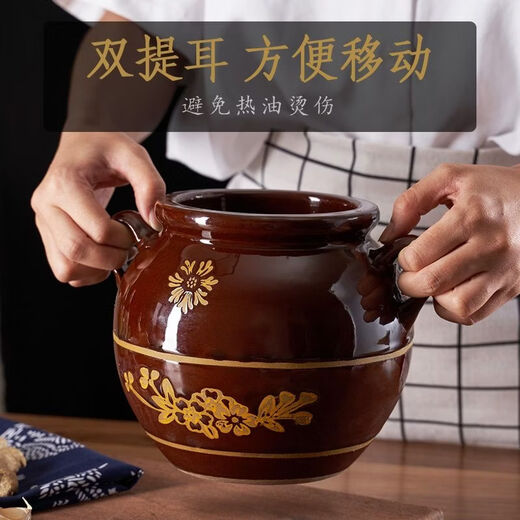Lin Yan lard jar with lid lard jar ceramic oil jar kitchen household earthenware pot with lid to store oil jar 65Jin Jin is equal to 0.5kg water capacity oil jar