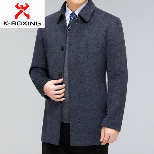 KBXNG Jinba Sheep Coat Men's 2025 Winter Business Casual Middle-aged and Elderly Thickened Warm Short Wool Single-Lined Jacket Black M 170