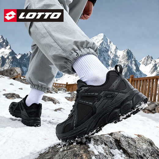 Lotto Lotto Men's Leather Waterproof and Velvet Sports Shoes 2025 Autumn and Winter New Outdoor Non-Slip Hiking Shoes Black (Leather and Velvet) 37