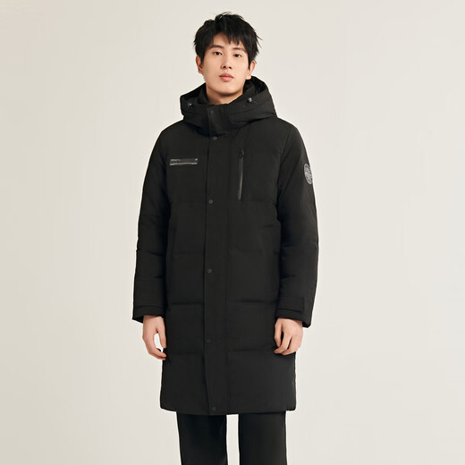 Flying in the Snow Autumn and Winter New Fashion Casual and Comfortable Silhouette Men's H Version Solid Color Stand Collar Hooded Down Jacket for Men Black|8056 XL 180/100A