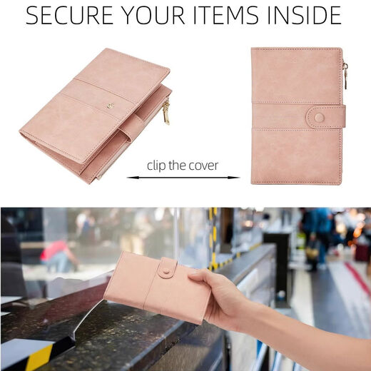 Yusenyi anti-theft brush wallet integrated passport holder document storage ticket protective cover overseas travel passport bag matte leather black