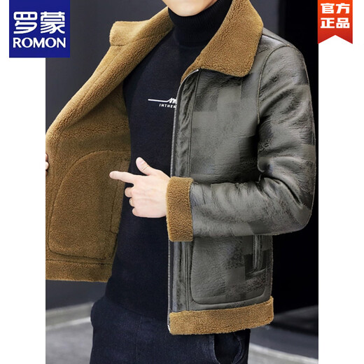 罗蒙（ROMON）皮衣男冬季加绒加厚韩版潮流羊羔毛双面穿棉衣皮毛一体冬装外套潮 黑色 M