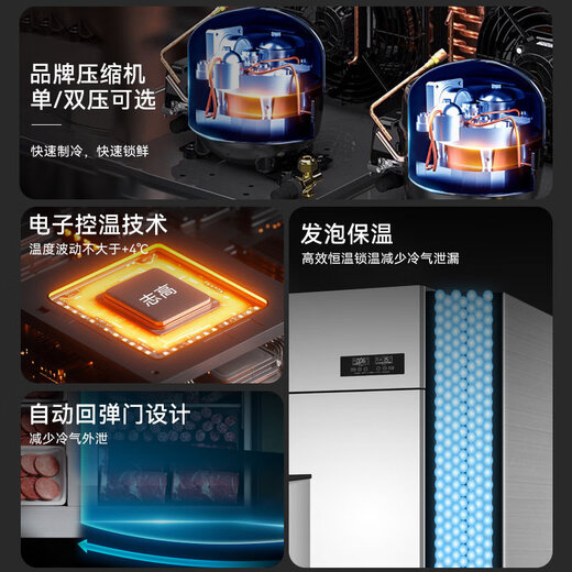 Chigo four-door refrigerator commercial dual-temperature kitchen refrigeration and freezing six-door large-capacity freezer 4-door vertical freezer economical 680L dual temperature-18 (upper refrigeration and lower freezing) dual pressure