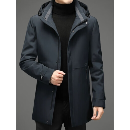 LILANZ новый мужской пуховик средней длины, высококачественный бренд, моющийся, зимний, новый утолщенный верх на утином пуху, черный 90, белый утиный пух, съемный капюшон + подкладка M 170, подходит для веса (100-120 Jin Jin соответствует 0,5 кг)