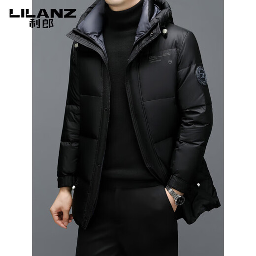 LILANZ men's mid-length down jacket winter high-end brand white duck down hooded fashionable men's jacket khaki M