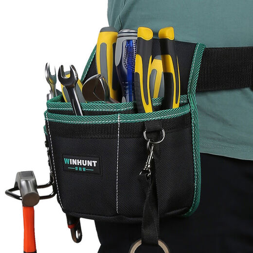 Jianyimao Changshuke Tool Belt Bag Multi-functional Repair Bag Small Canvas Electrician Belt Electric Drill Tool Bag for Men's Construction Site Three-layer Pocket + Belt