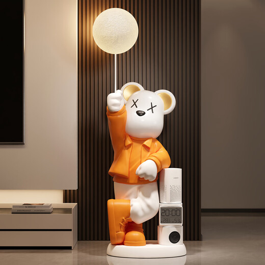Bingshimei light luxury violent bear ornaments living room TV cabinet sofa large floor-standing decoration piggy bank new home gift violent bear orange electronic watch + Xiaoai speaker + moon lamp