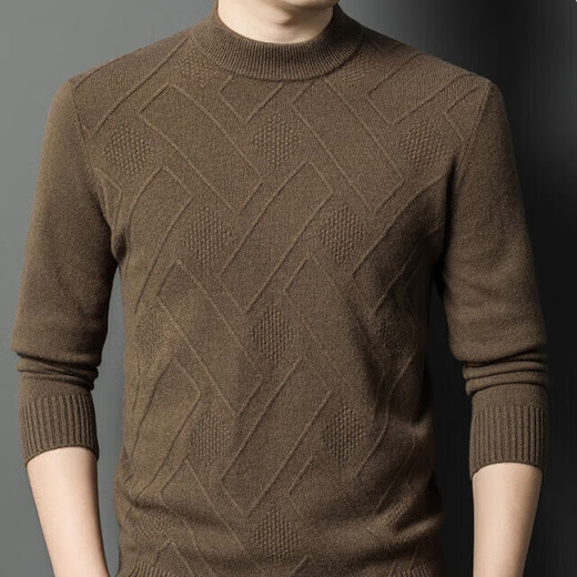 OLJ luxury high-end brand cardigan men's 2025 winter casual round neck jacquard thickened warm and comfortable knitted top blue XL (175)