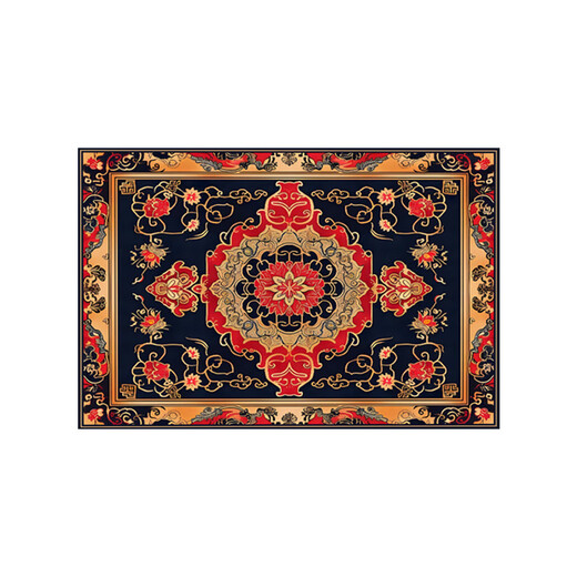 Junyuexi Tibetan carpet living room ethnic style Tibetan coffee table carpet Chinese style villa carpet large area full bedroom floor mat Tibetan carpet-02 300cm*500cm (crystal velvet)