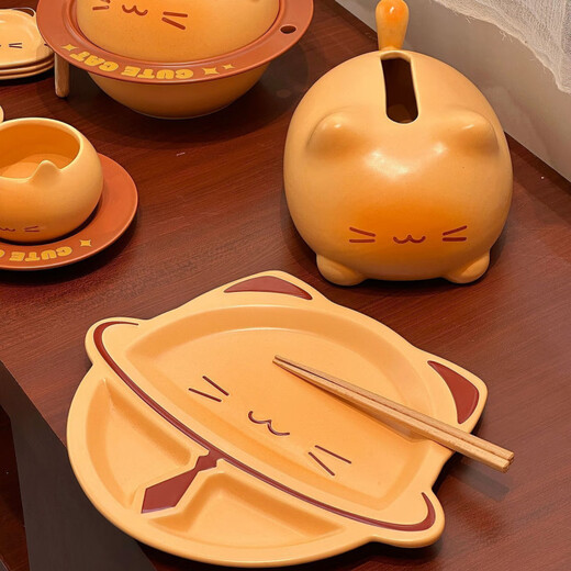 Defang Toast Kitten Instant Noodle Bowl Cute Tableware Large Capacity Covered Creative Home Beautiful Ceramic Bowl Set