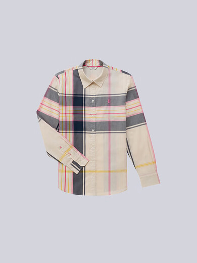 HAZZYS Women's Spring and Autumn Women's Plaid Urban Casual Long-Sleeved Shirt Women's ASCSK1BAK02 Milky White IV S (155/80A 36)