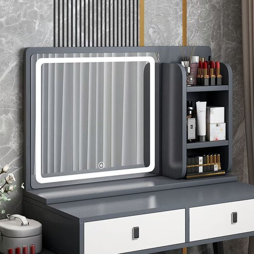 Led makeup mirror with light storage box integrated desktop bedroom dressing table sense fill-in light dressing mirror space design storage mirror 60CM gray + LED light only mirror no table see clearly to place an order