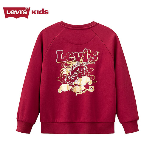 Levi s Levis Boys New Year Sweater Pure Cotton New Year Clothes 2025 Winter New Soft and Comfortable Children's Red Clothes Chili Red 140/68 Recommended Height 128-140cm