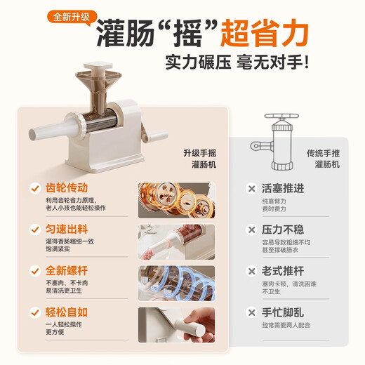 Royalstar hand-operated super labor-saving sausage enema machine household tank sausage tool casing sausage artifact 2L large capacity comes with 4 enema tubes + meat stick, efficient and labor-saving, easy to clean