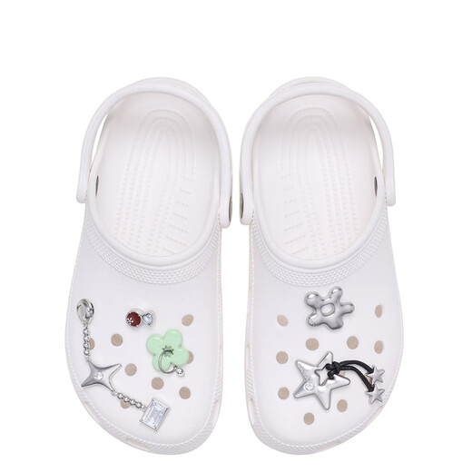 Crocs (CROCS) 2026 spring new futuristic silver five-piece set Zhibixing shoes flower shoe accessories decoration futuristic silver five-piece set