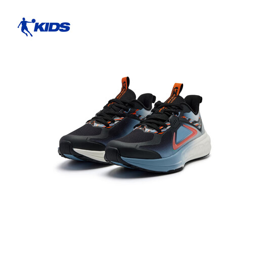 Jordan (QIAODAN) children's sports shoes 26 spring new children's shoes mall same style youth casual shock-absorbing big boys' running shoes black/gauze gray 34