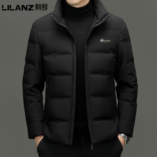 LILANZ Down Jacket 2025 Winter New Casual Business Men's White Duck Down Stand Collar Short Fashion Down Jacket Black M (170)