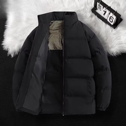 Зимний мужской пуховик Playboy с воротником-стойкой, свободная холодостойкая теплая куртка на белом утином пуху, мужская 9887, черный M 90-105Jin Jin весит 0,5 кг