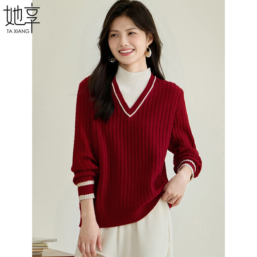 She enjoys half turtleneck sweater for women New Year's red holiday two-piece knitted bottoming sweater autumn and winter sweater for women T143Z3020