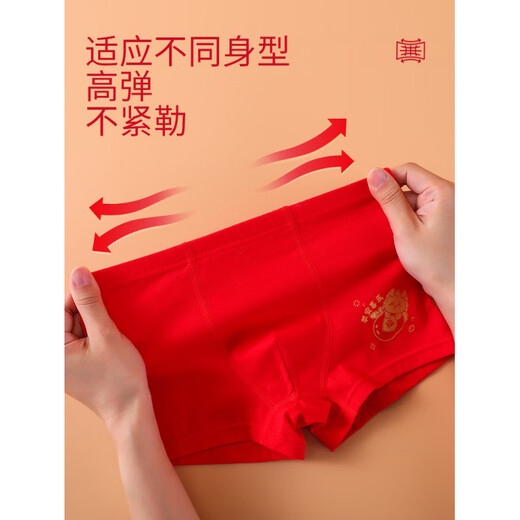 Modal children's pure cotton underwear red 13-year-old boy's zodiac year shorts medium and large boy's boxer briefs pure cotton He Lianlong style 2 pairs 120 recommended age 4-5 years old size (recommended height 105-115,