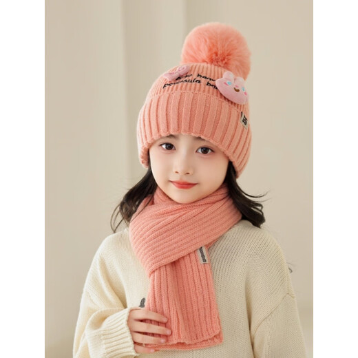 HAL.DUCK Children's Hat and Scarf Two-piece Set for Autumn and Winter Girls Cute Knitted Wool Thickened Warm Boy's Ear Protection Hat Three-dimensional Dinosaur-Yellow 6-12 Years Old/Head Circumference 52-55cm One Size/Elastic