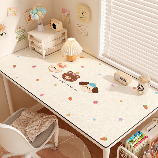 Pupan Cartoon Desk Pad Children's Student Desk Special Eye Protection Tablecloth Girls Study Desktop Protective Pad Computer Desk Leather Snow Rabbit Velvet Bear Size Customization Contact Customer Service