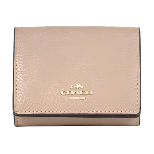 COACH 10 Golden Horse and Car Letter Logo Pebbled Leather Card Holder Wallet Women's Diamond Gray Default Basic Pack (Bag + Dust Bag)
