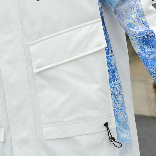 Mid-length jacket men's autumn and winter trendy brand youth velvet thickened jacket junior high school and high school student jacket off-white 4XL size 180-200Jin Jin is equal to 0.5 kg