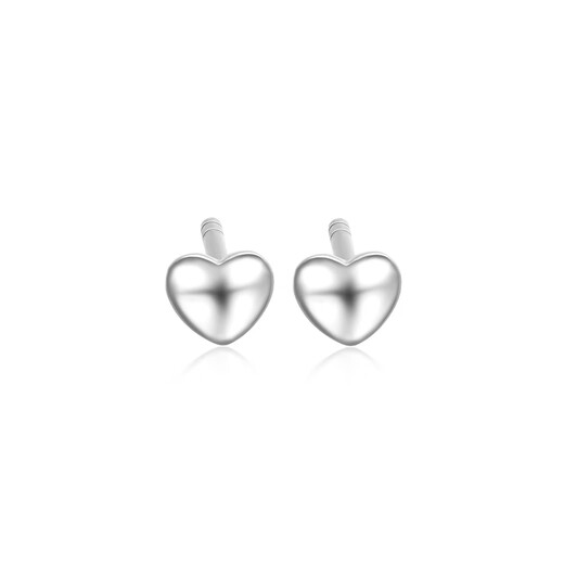 Mengjinyuan pt950 platinum earrings, love platinum simple glossy earrings, birthday gift for girlfriend, heart-shaped earrings - about 0.7g