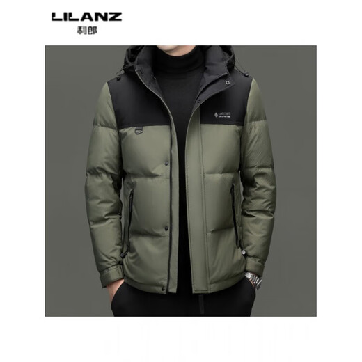 LILANZ Men's Fashion Business Casual Hooded White Duck Down Jacket Middle-aged Winter Warm Jacket Thick Men's Short Black 14XL (190)