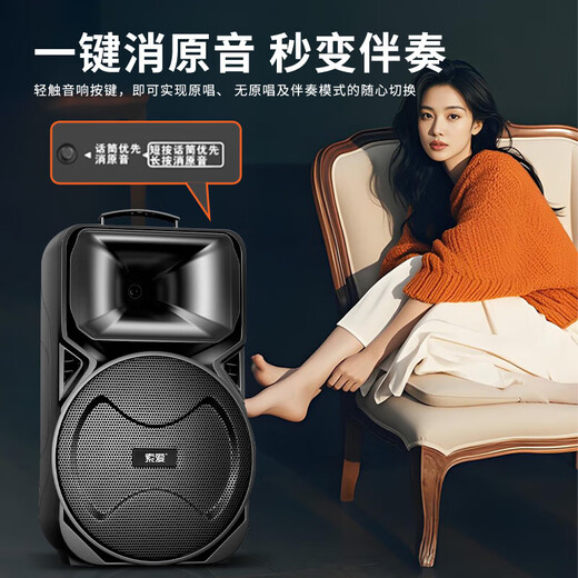 Sony Ericsson (soaiy) 12-inch square dance audio high-power portable outdoor heavy bass Bluetooth karaoke special high-volume mobile trolley speaker outdoor performance equipment A89WM large battery model