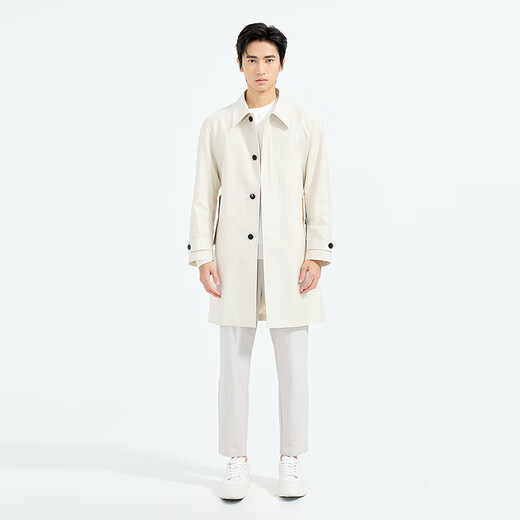 利郎轻时尚男装【设计师联名】风衣男长款弹力易打理青年通勤防风外套 米黄（1K） M (165)