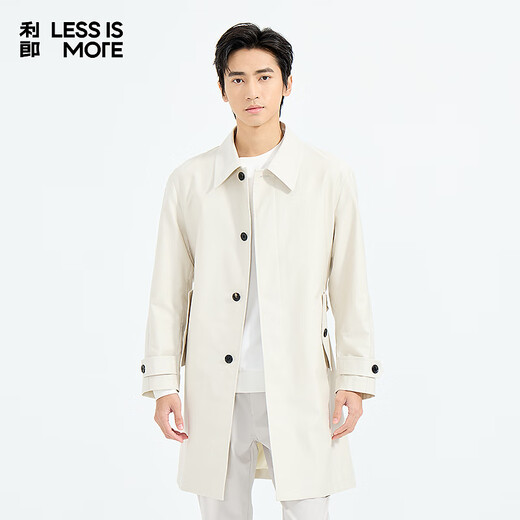 利郎轻时尚男装【设计师联名】风衣男长款弹力易打理青年通勤防风外套 米黄（1K） M (165)