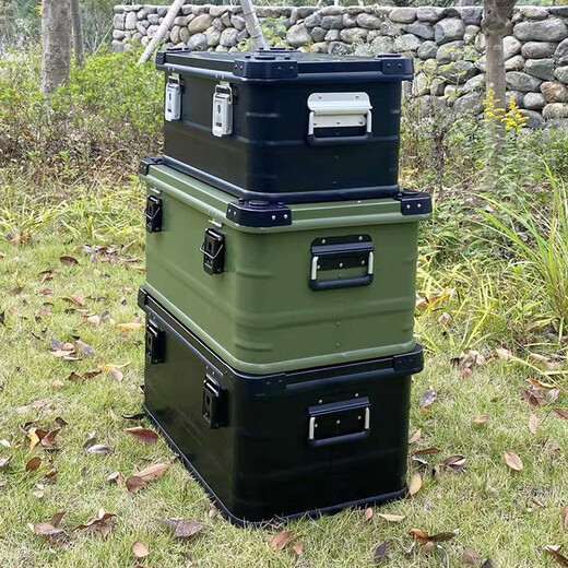 Manufacturer supplies outdoor aluminum box camping aluminum alloy storage box outdoor self-driving tour extra large storage box black 50L
