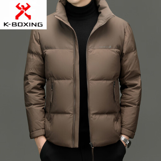 KBXNG劲霸2025冬季新款羽绒服男装加厚保暖商务纯色简约短款百搭潮流外 米白色 L 175