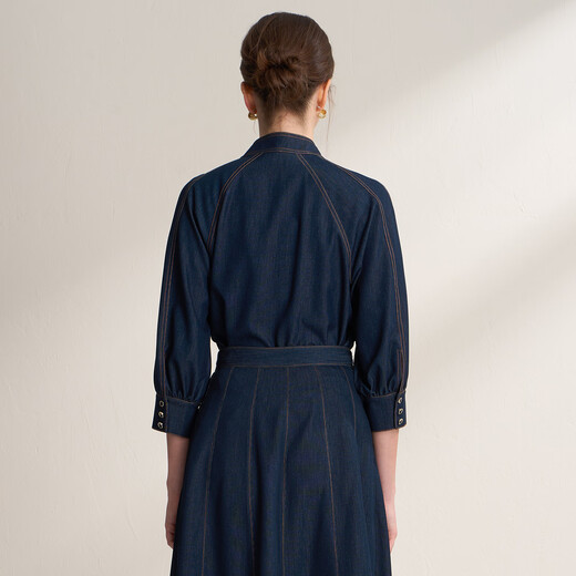 EITIE Bow Tie Fashionable Imitation Denim Shirt 2026 Spring New Loose Slimming Niche Top A2613115 Aqua Blue 39 XL (170)