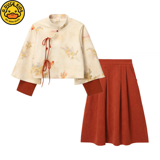G.duck new Chinese style parent-child clothing autumn and winter new national style suit ancient style Hanfu mother and daughter costume family portrait New Year's greetings costume performance costume orange (spring and autumn suit) 90 girls