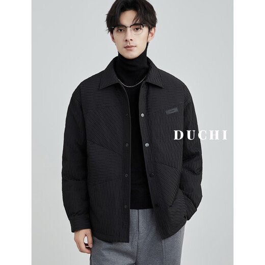 Duchi DUCHI Мужской легкий пуховик Мужская зима 2025 г. Новый стиль рубашки с короткими лацканами Белый утиный пуховик Черный XL Рекомендуемый вес 151-170Jin Jin равен 0,5 кг