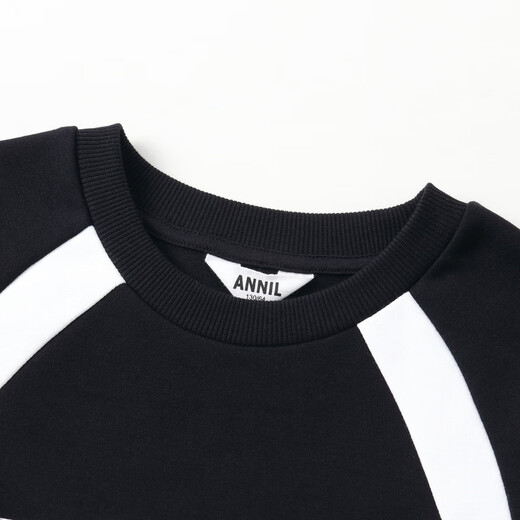 Annil children's clothing girls' long-sleeved knitted dress 2024 autumn new style black 120