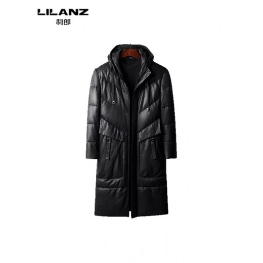 LILANZ利郎真皮羽绒服皮衣男冬季加绒绵羊皮过膝长款连帽休闲保暖外 14XL (165)