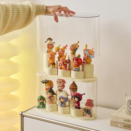 OMANTI Blind Box Figure Storage Box Display Rack Transparent Layered DIY Dustproof Figure Labubu Bubble Mart Display Box 1 Pack DIY Collector Figure Treasure Box Figure Box Only, Doll Not Included