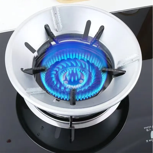 NAOISKEY Extra thick stainless steel double-layer energy-concentrated windproof cover for household gas stoves, energy-saving cover, fire ring, gas stove bracket accessories, resistant to burning and non-deformation, thickened double-layer, stainless steel material, main picture