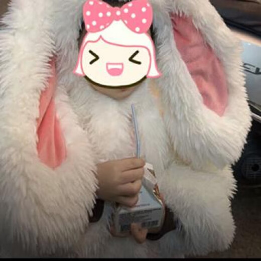 G.duck winter parent-child clothing for mothers and girls, cute plush bunny suit, bunny clothes for girls plus plush four-piece set, cartoon rabbit 150 cm