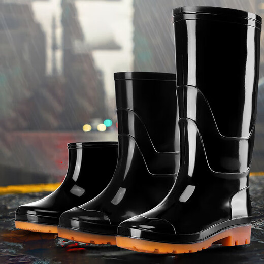 Men's rain boots, non-slip waterproof shoes, men's medium-high rain boots, fishing slip-ons, rubber shoes, water boots, labor protection rain boots, work shoes, P 139, high-tube tendon bottom-thick velvet 41